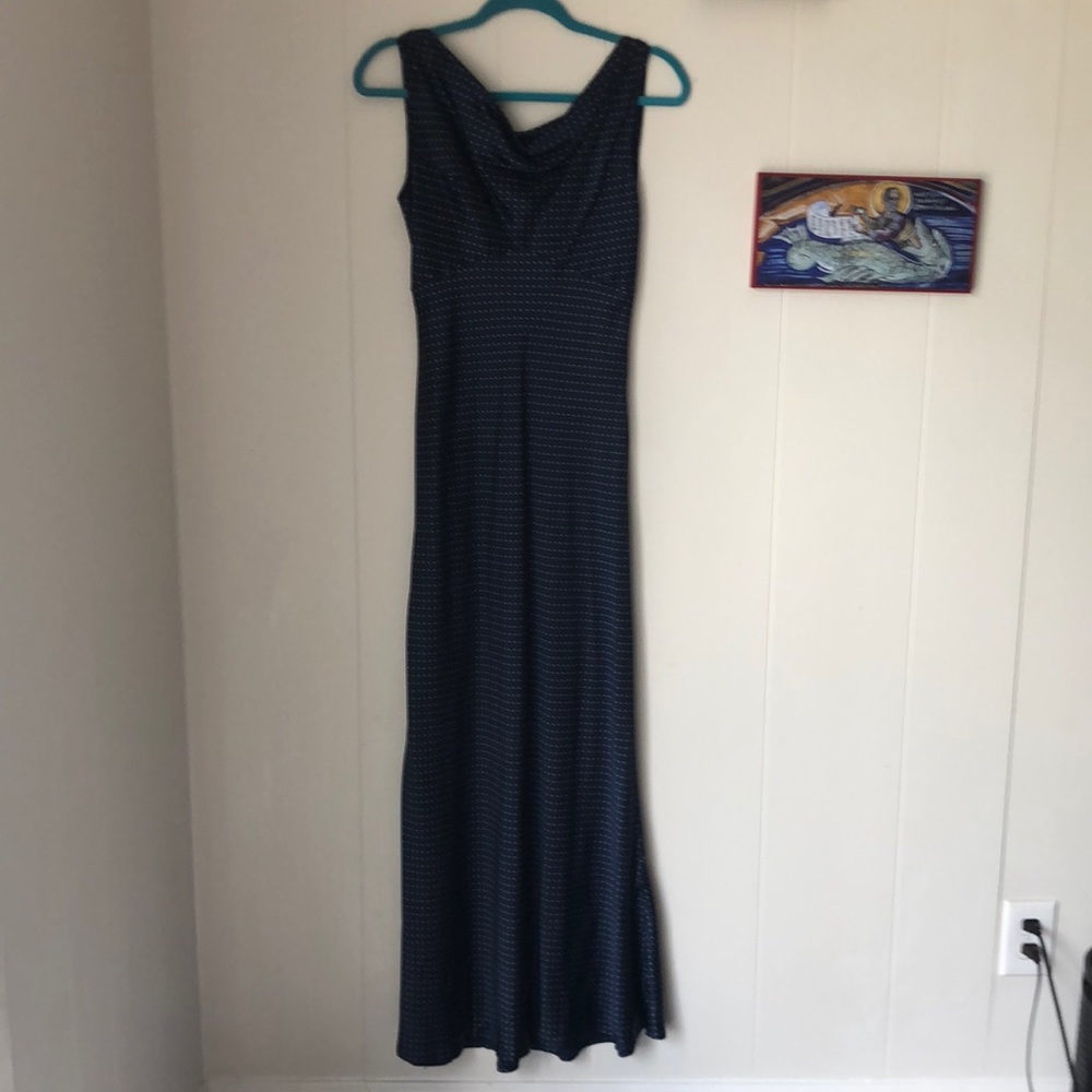 COPY - Vintage navy blue with white dots maxi dress size 6